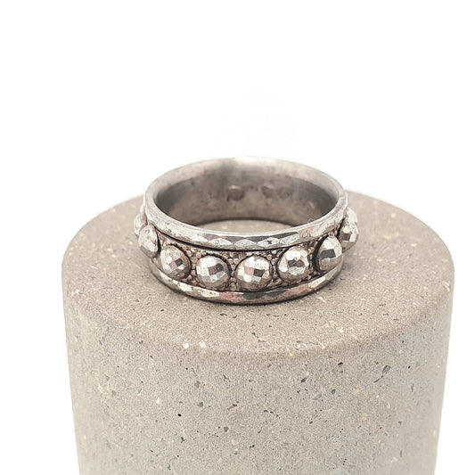 Antique Georgian Steel Cut Ring Band Full Eternity Very Rare Early 1800s Pre Victorian Faceted Handmade Artisan Vintage Jewelry Jewellery
