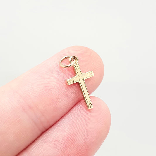 Vintage 9ct 9k Gold Crucifix Charm Bracelet Cross Necklace Pendant Solid 375 Christian Catholic Christ Small Retro Womens Jewellery Jewelry