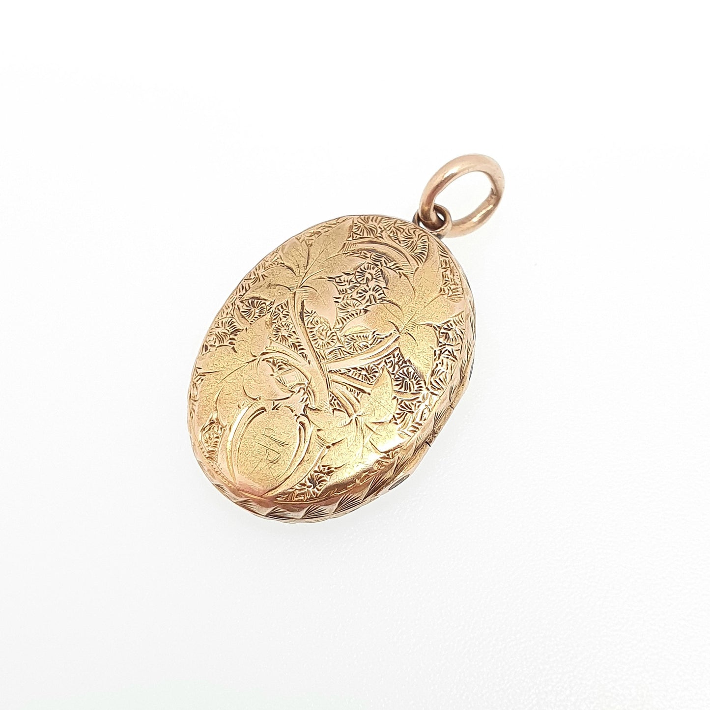 Antique Victorian Locket Solid 14kt 14k Gold Hand Engraved Mourning Solid 585 All Gold Small Oval Gift Necklace Pendant Vintage Jewelry