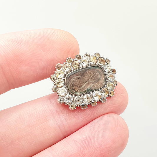 Antique Victorian 9ct Gold Diamond Paste Brooch Solid Silver 9k 375 Mourning 1920s Early Victorian Vintage Sparkly Womens Jewelry Jewellery