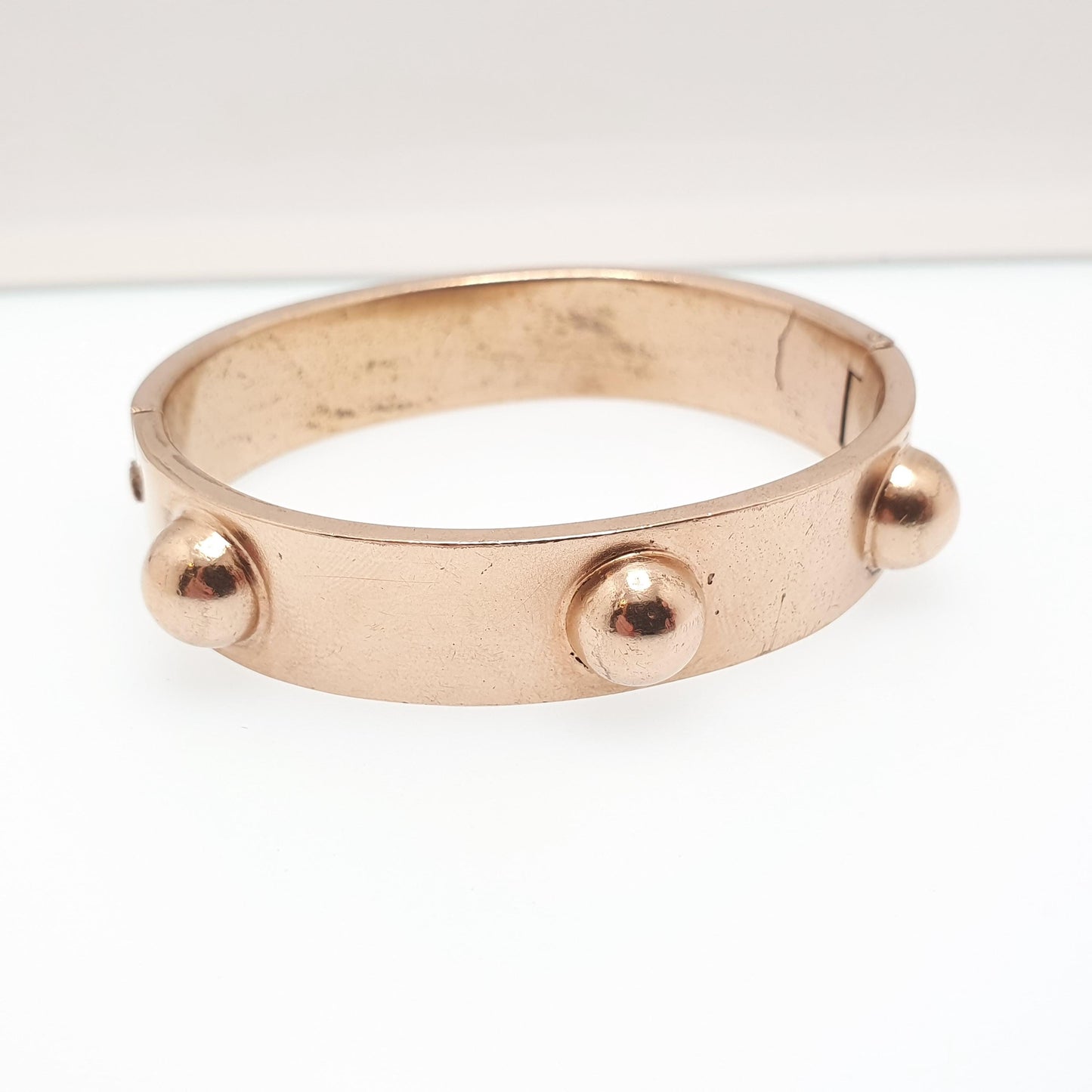 Antique Victorian Rolled Gold Bangle Stud Dome Snap Bracelet Filled Unique Timeless Authentic 1800s Womens Vintage Jewelry Jewellery