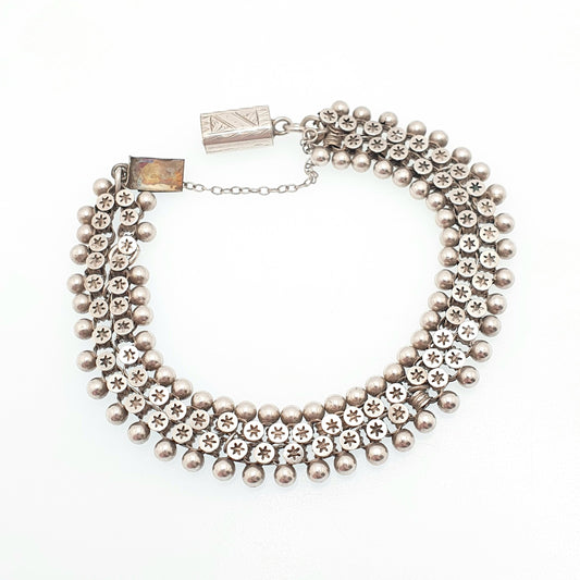 Antique Victorian Solid Silver Bracelet Star Pierced Belcher Chain Rolo Links Vintage Albertina Book Chain Vintage Womens Jewellery Jewelry