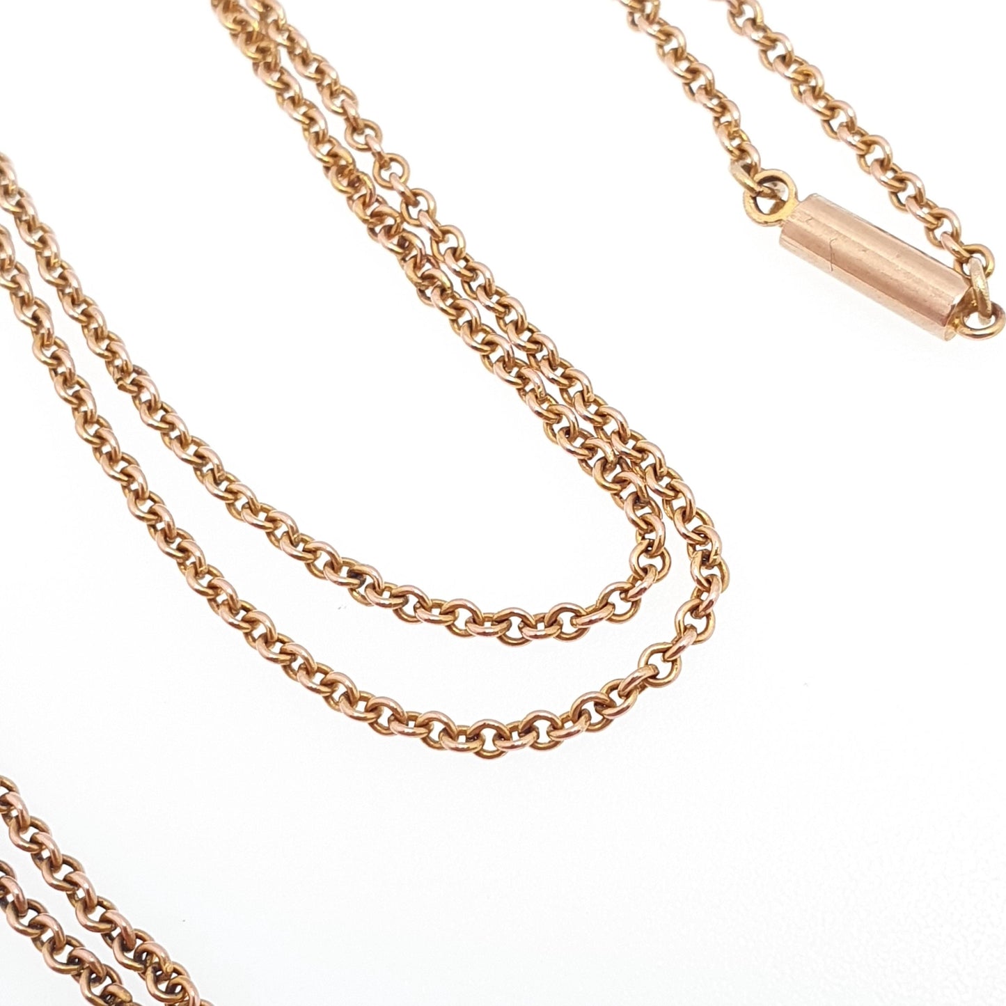 Antique 9ct 9k Gold Chain Necklace Victorian Rolo Cable Link Solid 375 44cm 17.3" 2.71g Trace Fine Estate Genuine Vintage Womens Jewelry