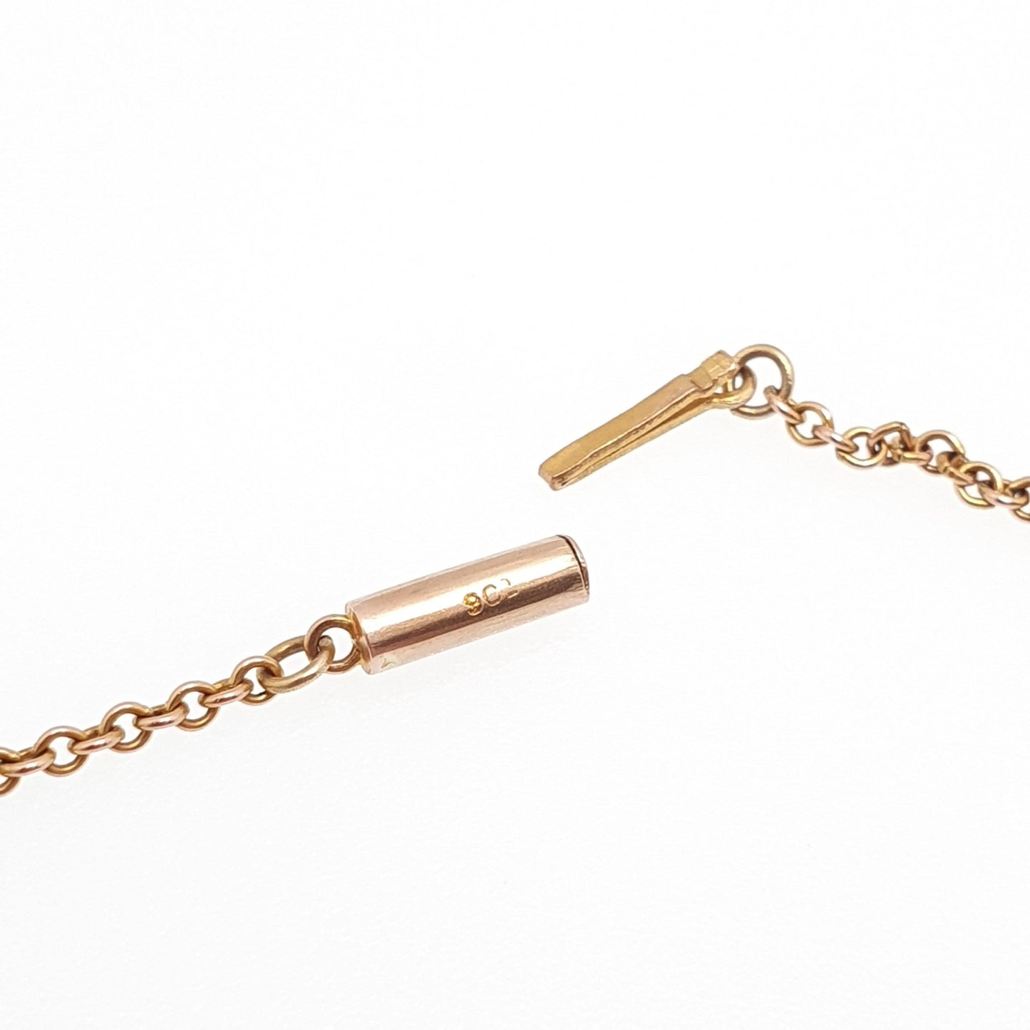 Antique 9ct 9k Gold Chain Necklace Victorian Rolo Cable Link Solid 375 44cm 17.3" 2.71g Trace Fine Estate Genuine Vintage Womens Jewelry