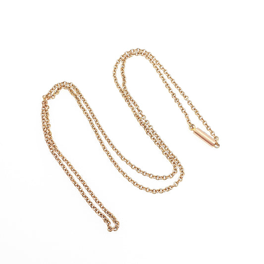 Antique 9ct 9k Gold Chain Necklace Victorian Rolo Cable Link Solid 375 44cm 17.3" 2.71g Trace Fine Estate Genuine Vintage Womens Jewelry