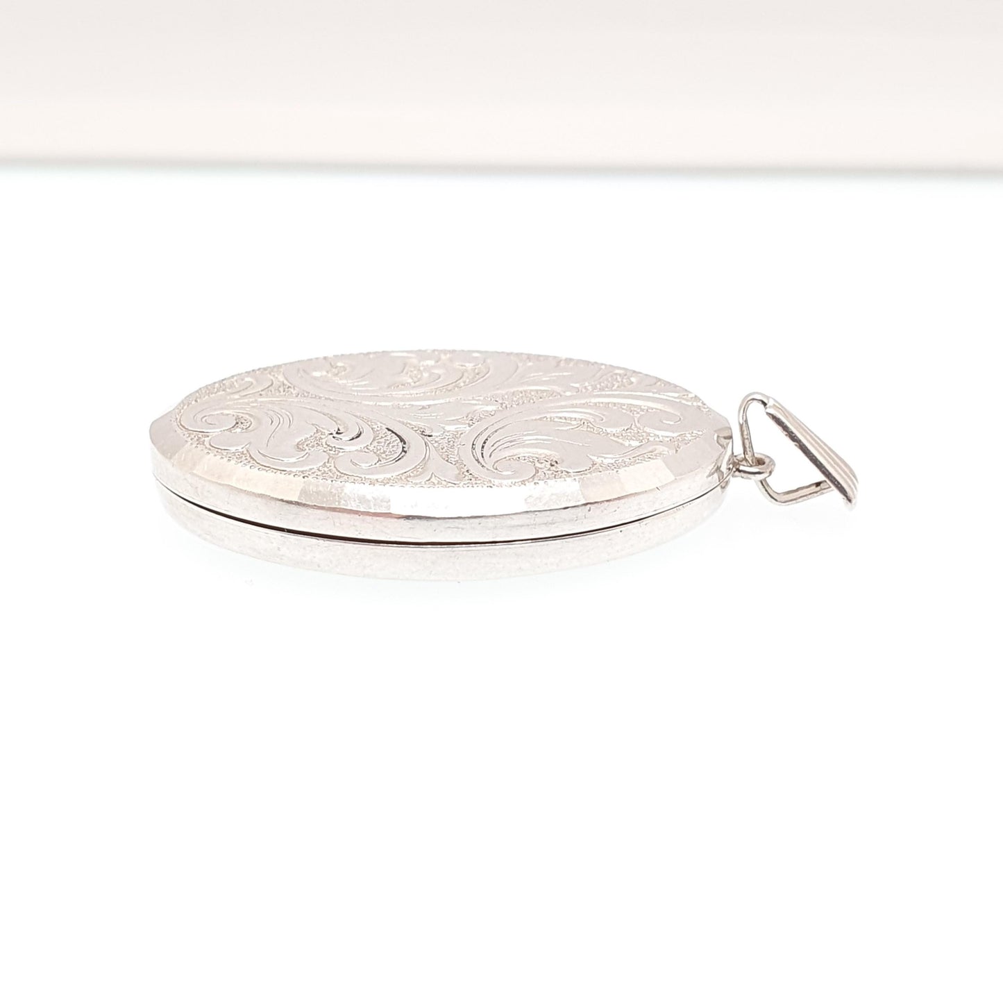 Vintage GEORG JENSEN Sterling Silver Locket Oval Scroll Embossed Necklace Pendant Genuine FinePicture Photo Womens Jewelry Jewellery Retro