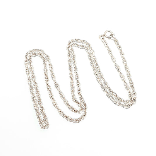 Vintage Sterling Silver Long Chain Necklace Thick Rope Links Helix Twist 61cm 24" 12.90g Solid 925 Retro Womens Mens Jewelry Jewellery