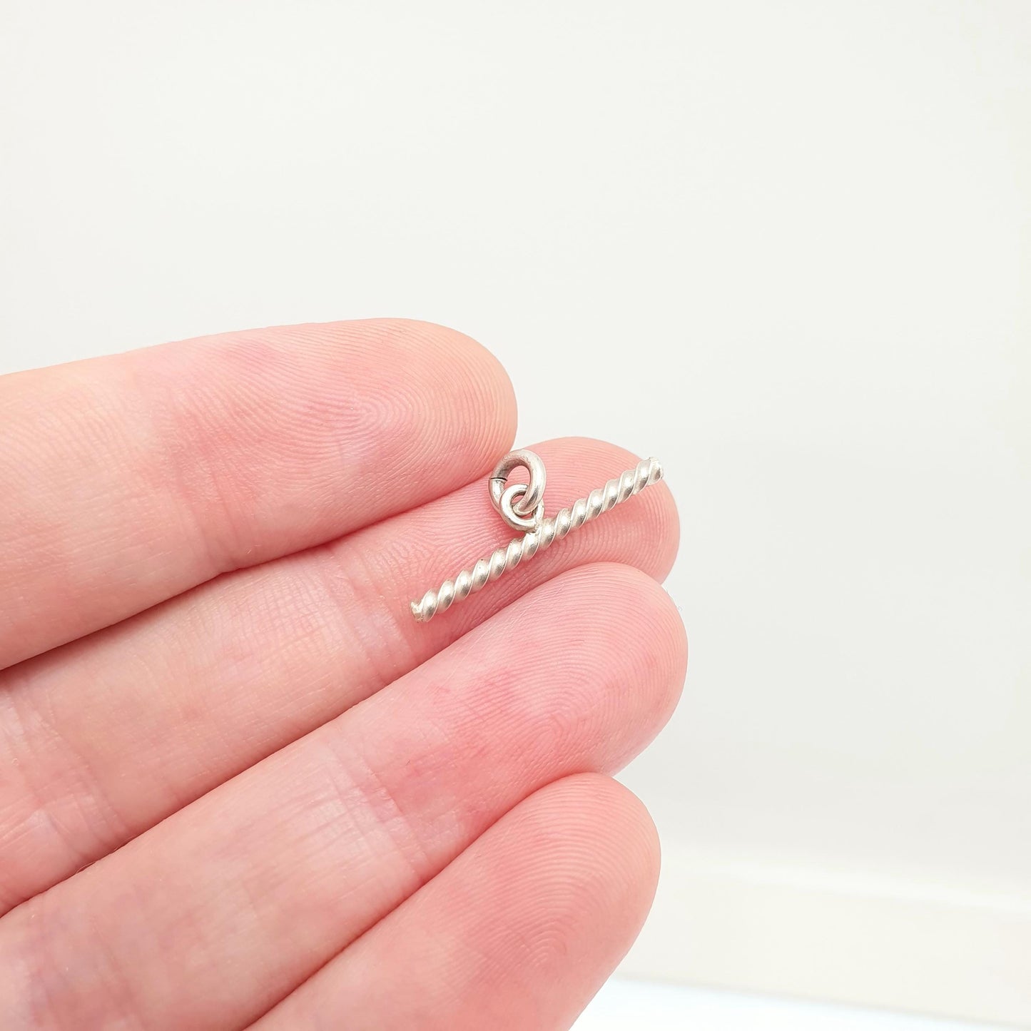 Antique Solid Silver T Bar Pendant Fob Victorian Necklace Albertina Chain Pocket Watch Charm 1800s Plain Vintage Womens Jewelry Jewellery