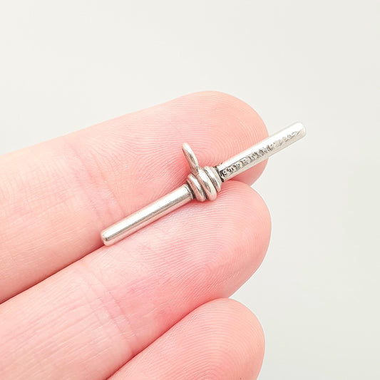 Antique Sterling Silver T Bar Pendant Fob Necklace Albert Chain Pocket Watch Charm Solid 925 Vintage Mens Womens Jewelry Jewellery
