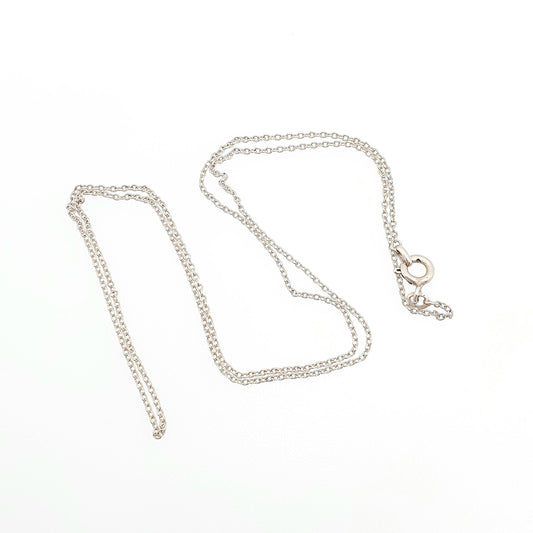 Antique Solid Silver Chain Necklace Cable Link 52cm 20.4" 1.96g Trace Oval Links Genuine Fine Womens Vintage Retro Jewelry Jewellery