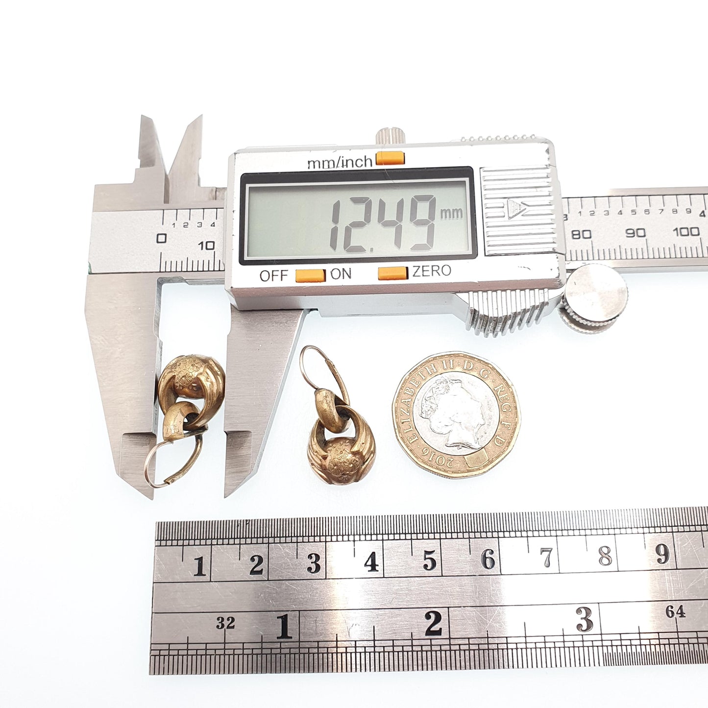 Antique Victorian Rolled Gold Hook Earrings Etruscan Bauble Engraved Gold Filled Genuine 1800s Vintage Womens Jewellery Jewelry