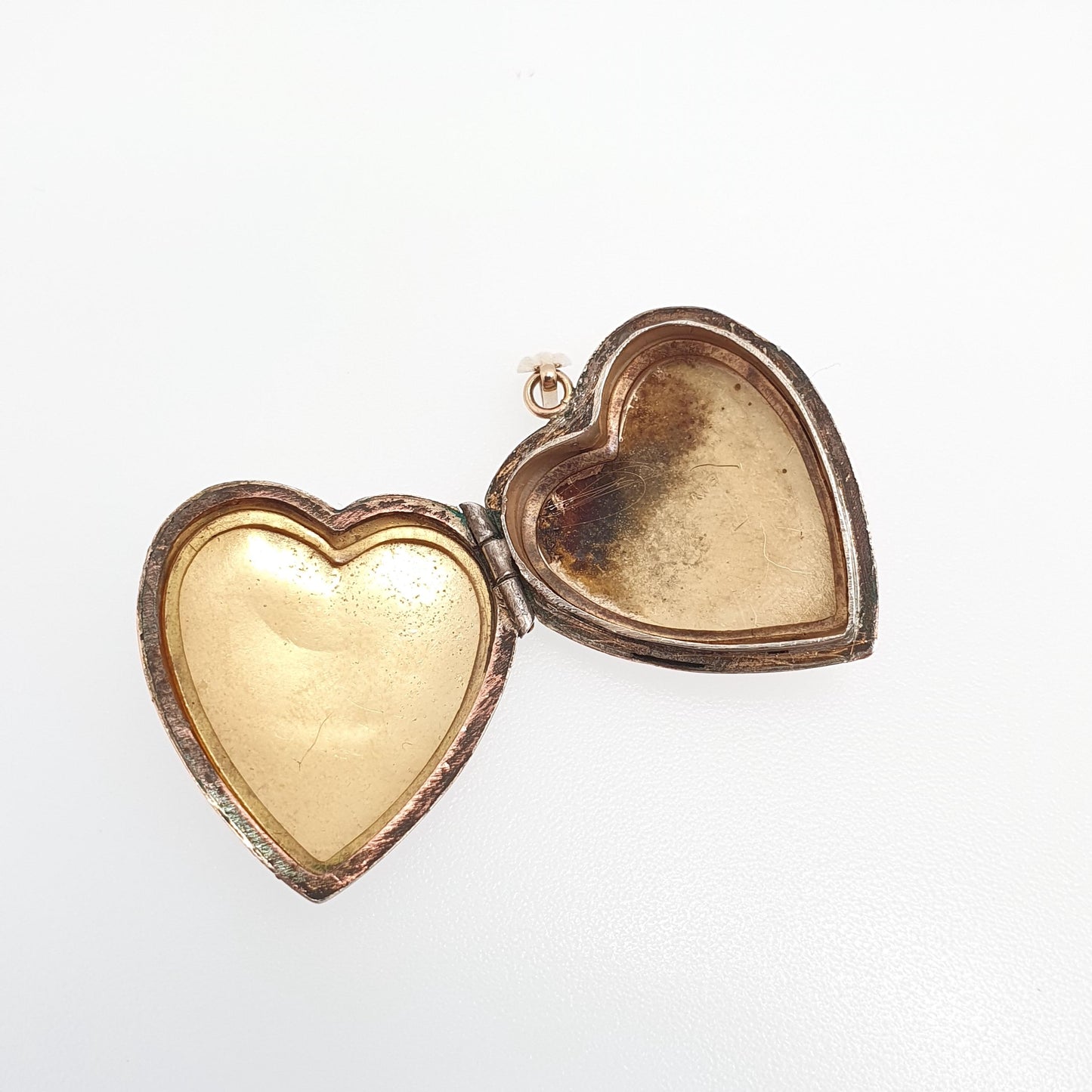 Antique 9ct 9k Rose Gold Heart Locket Pendant Engraved Solid 375 Fine Estate Large Red Back & Front Necklace Jewelry Womens Jewellery