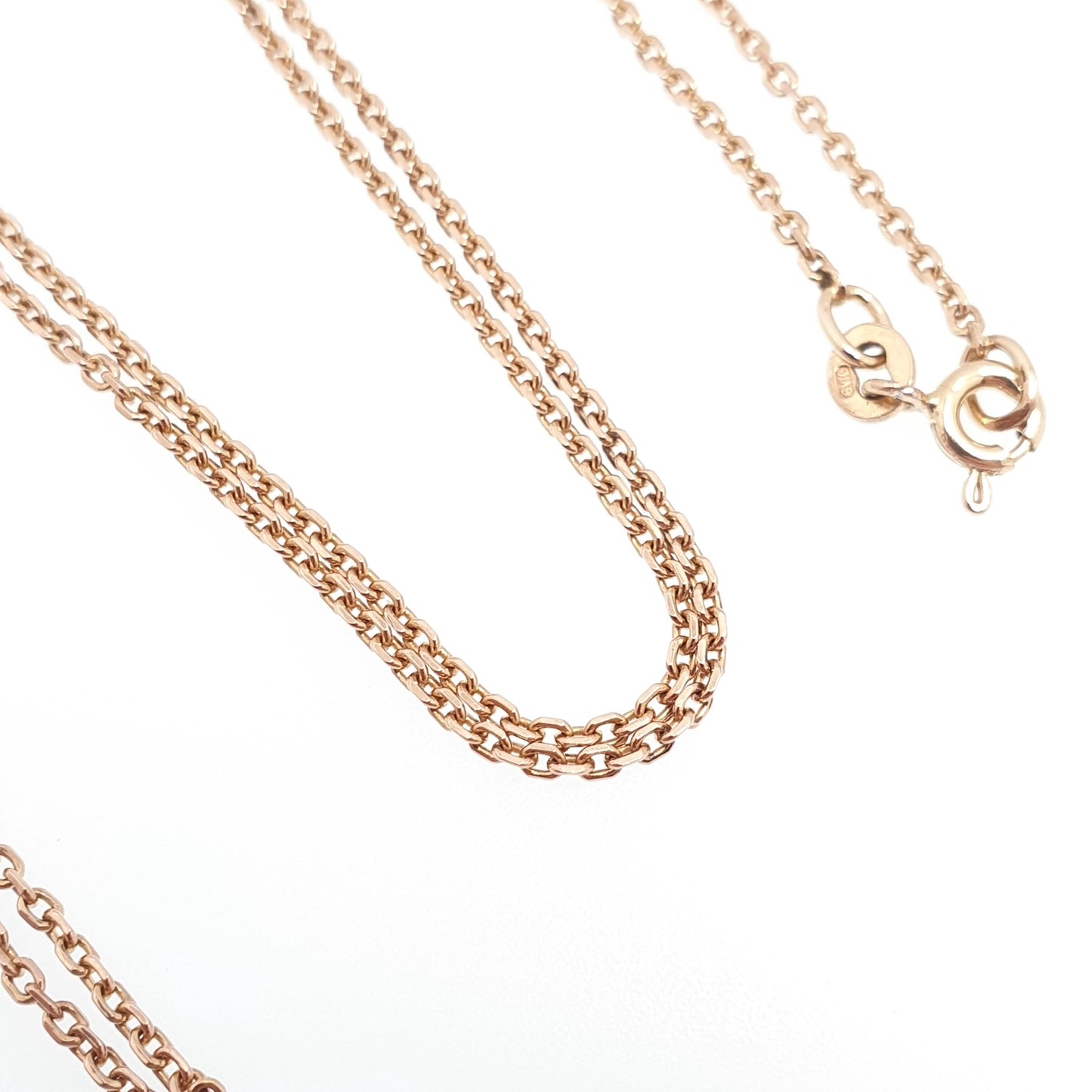 Vintage 9k 9ct Rose Gold Chain Necklace Cable Anchor Link 51cm 20" 3.37g Very Long Fine Solid 9 Carat Red Retro Mens Womens Jewelry
