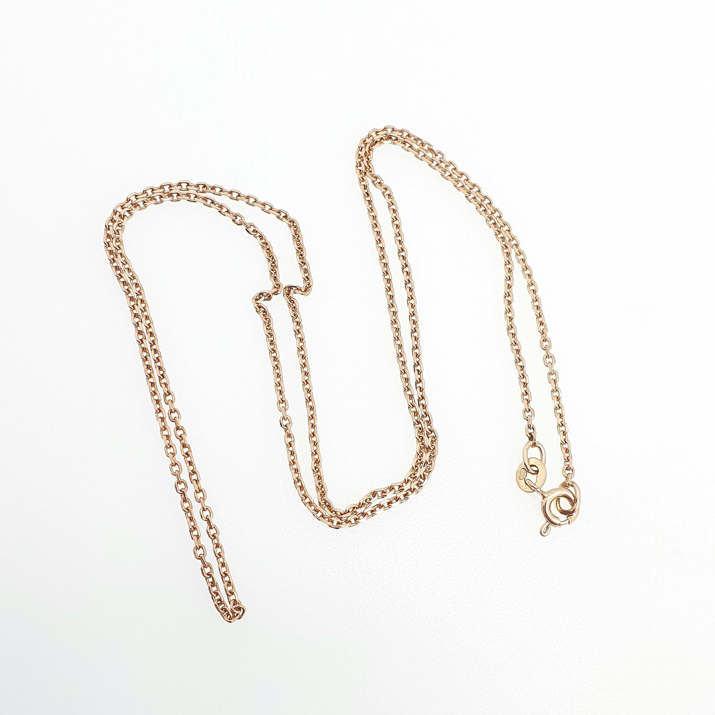 Vintage 9k 9ct Rose Gold Chain Necklace Cable Anchor Link 51cm 20" 3.37g Very Long Fine Solid 9 Carat Red Retro Mens Womens Jewelry