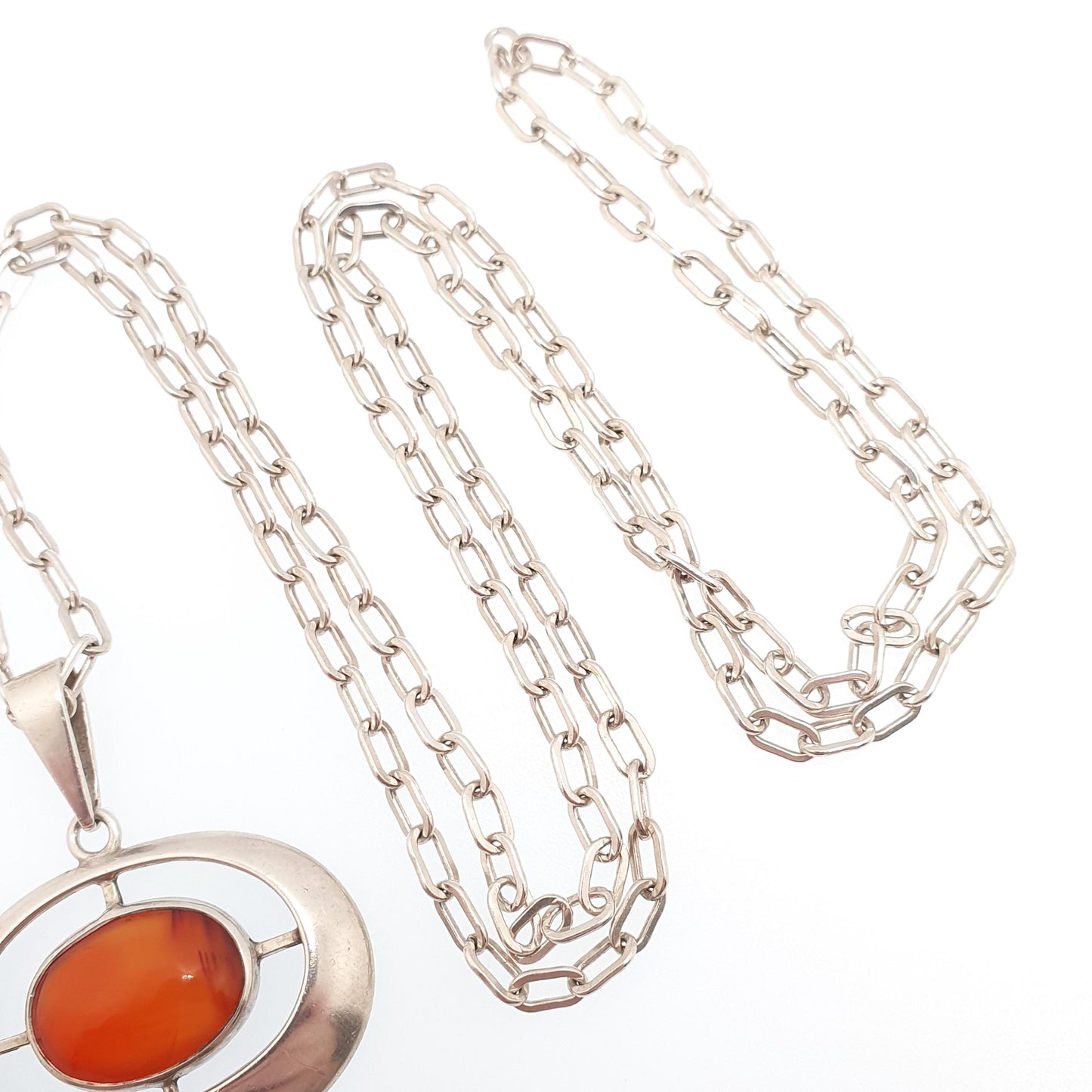Vintage Sterling Silver Swedish Necklace Carnelian Quartz 1966 Scandinavian Modernist Target Designer Womens Fine Rare Jewellery Jewelry