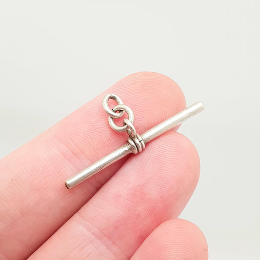Antique Solid Silver T Bar Pendant Fob Necklace Albert Chain Pocket Watch Charm Small Albertina Vintage Mens Womens Jewelry Jewellery