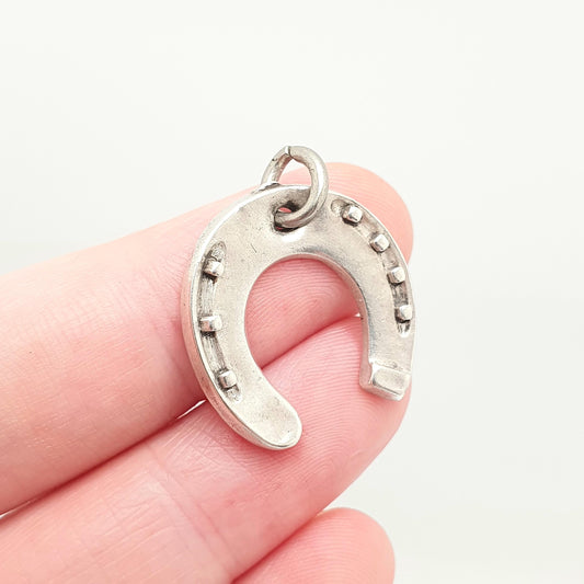 Antique Victorian Solid Silver Horseshoe Necklace Good Luck Vintage Horse Riding Charm Lucky Womens Mens Jewellery Jewelry