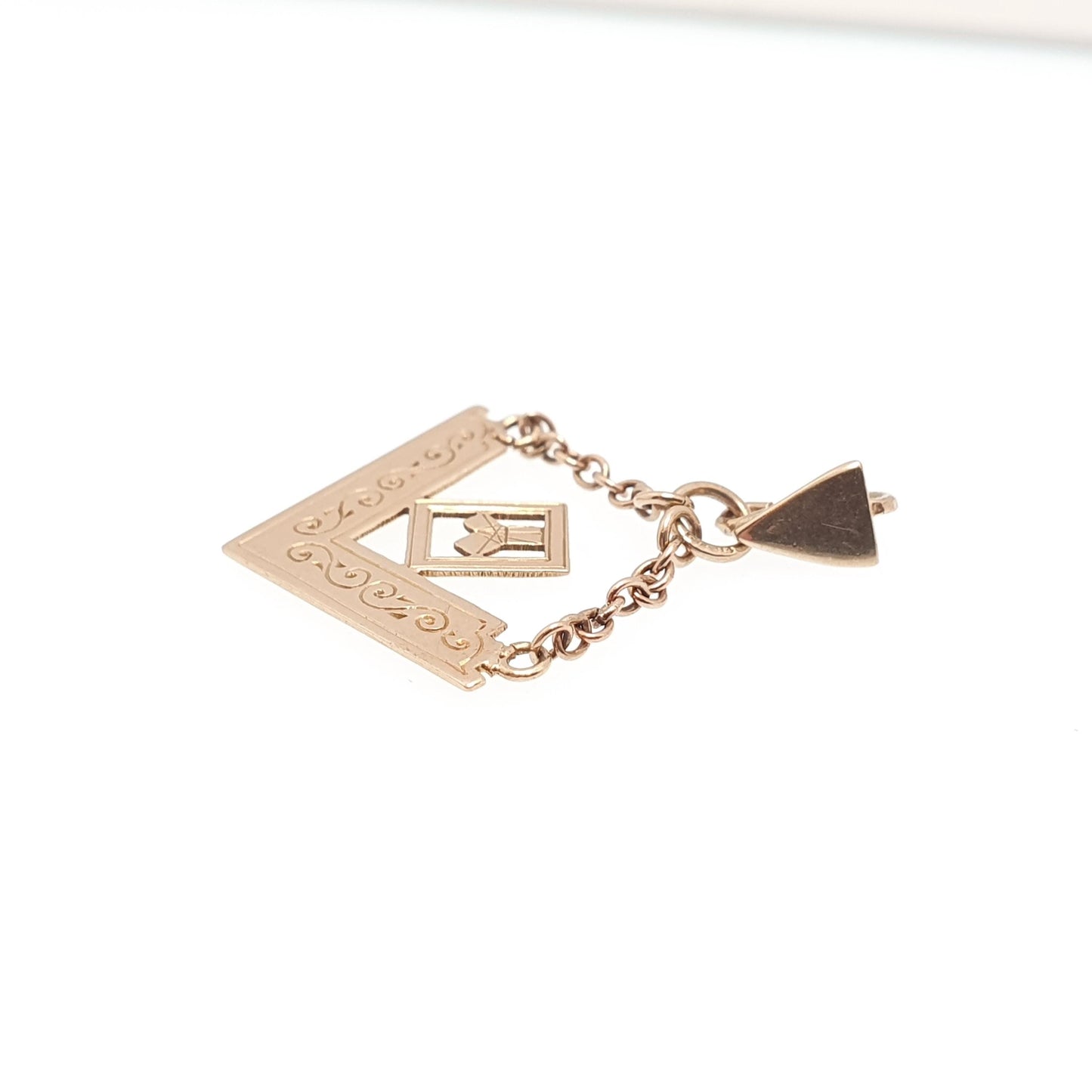 Vintage 9ct Gold Past Masters Jewel Masonic Fob Pendant Necklace Pythagorean Theorem Free Masons 9k 9kt 375 Womens Mens Jewelry Jewellery