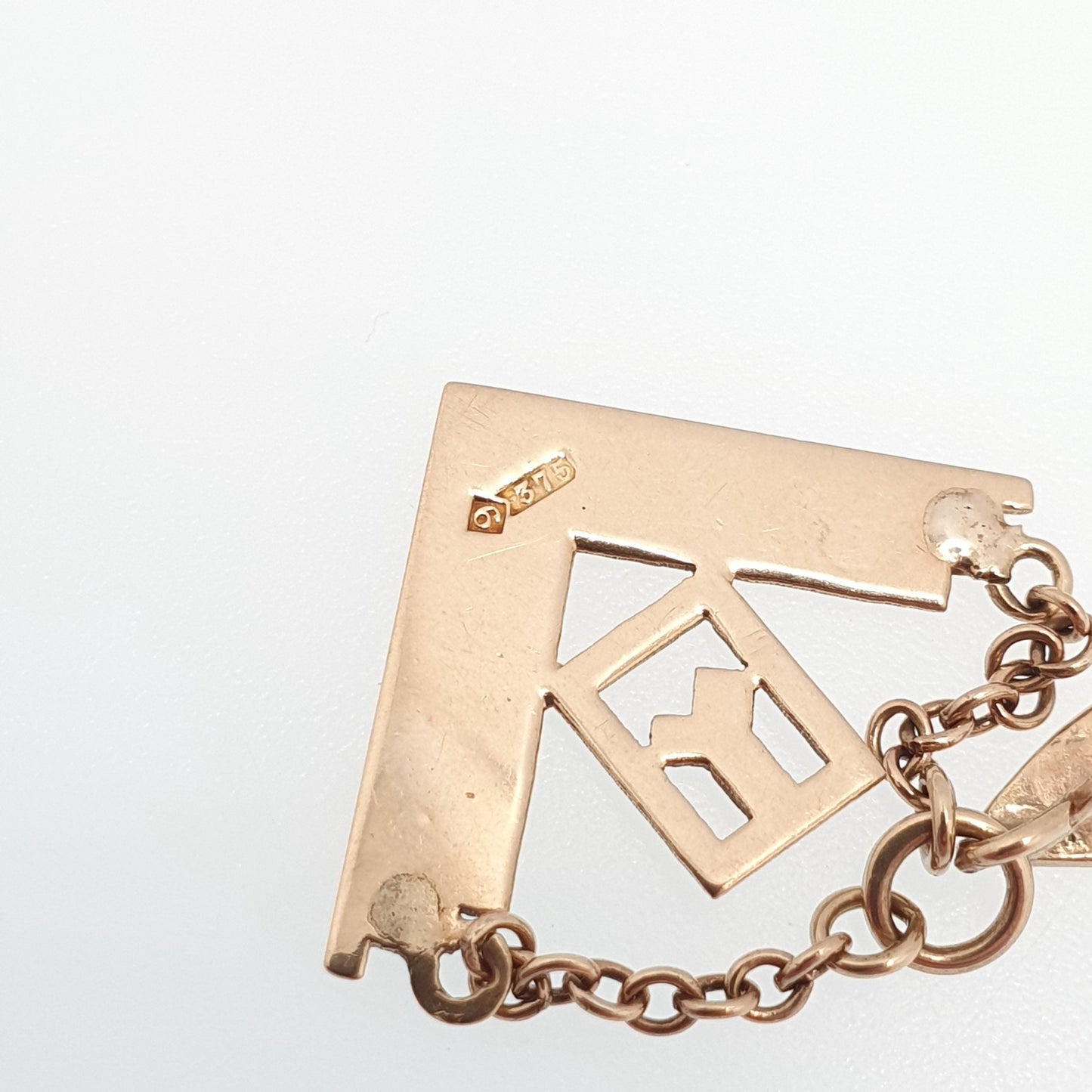 Vintage 9ct Gold Past Masters Jewel Masonic Fob Pendant Necklace Pythagorean Theorem Free Masons 9k 9kt 375 Womens Mens Jewelry Jewellery