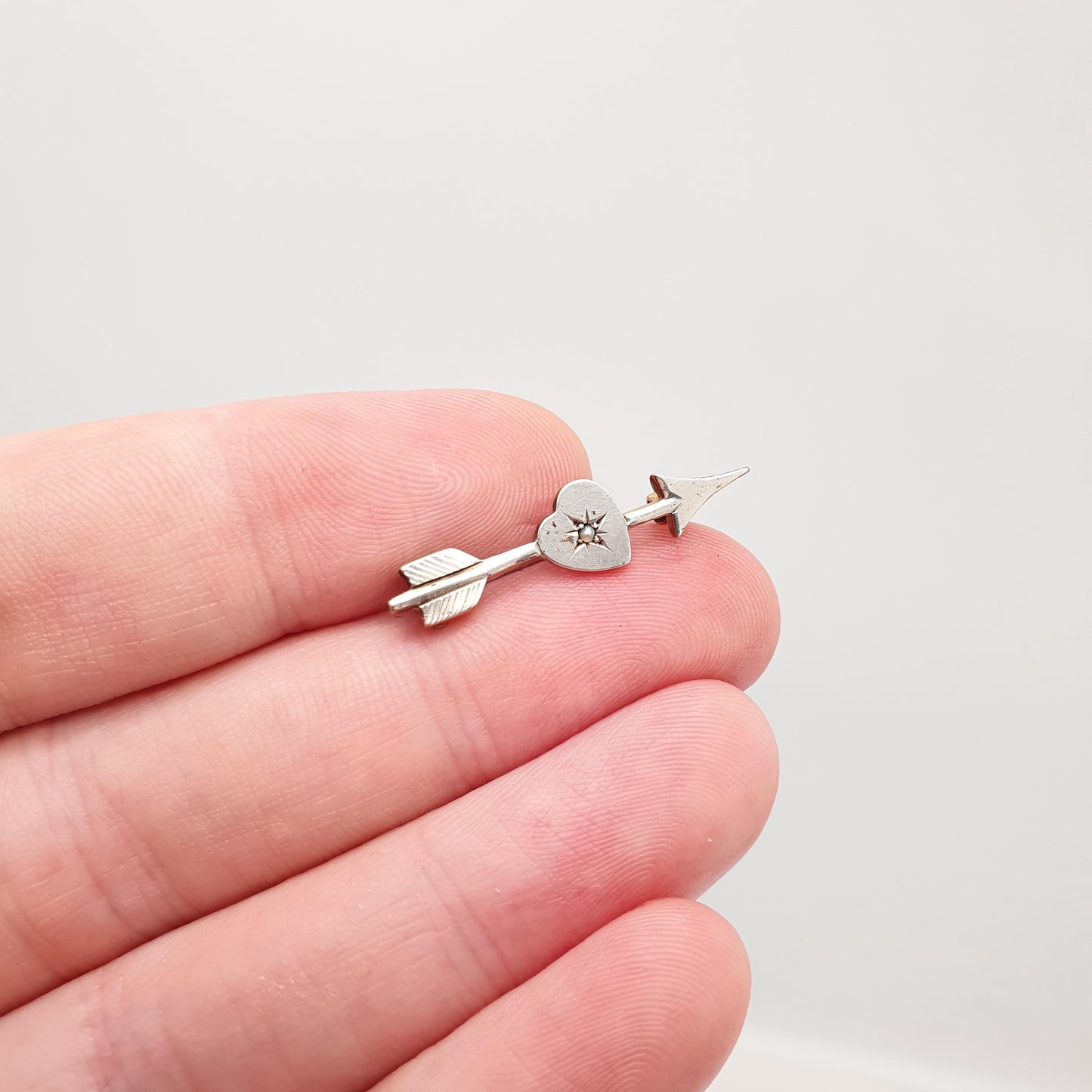 Antique Victorian Solid Silver Front Arrow Brooch Pin Seed Pearl Sagittarius Archer Love Cupid Genuine Vintage Womens Mens Jewellery Jewelry