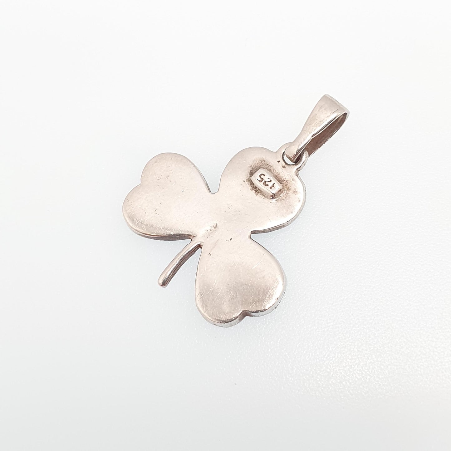 Vintage Sterling Silver Connemara Marble Clover Pendant Necklace 925 Shamrock Irish Lucky Irish Good Luck Retro Jewelry Jewellery