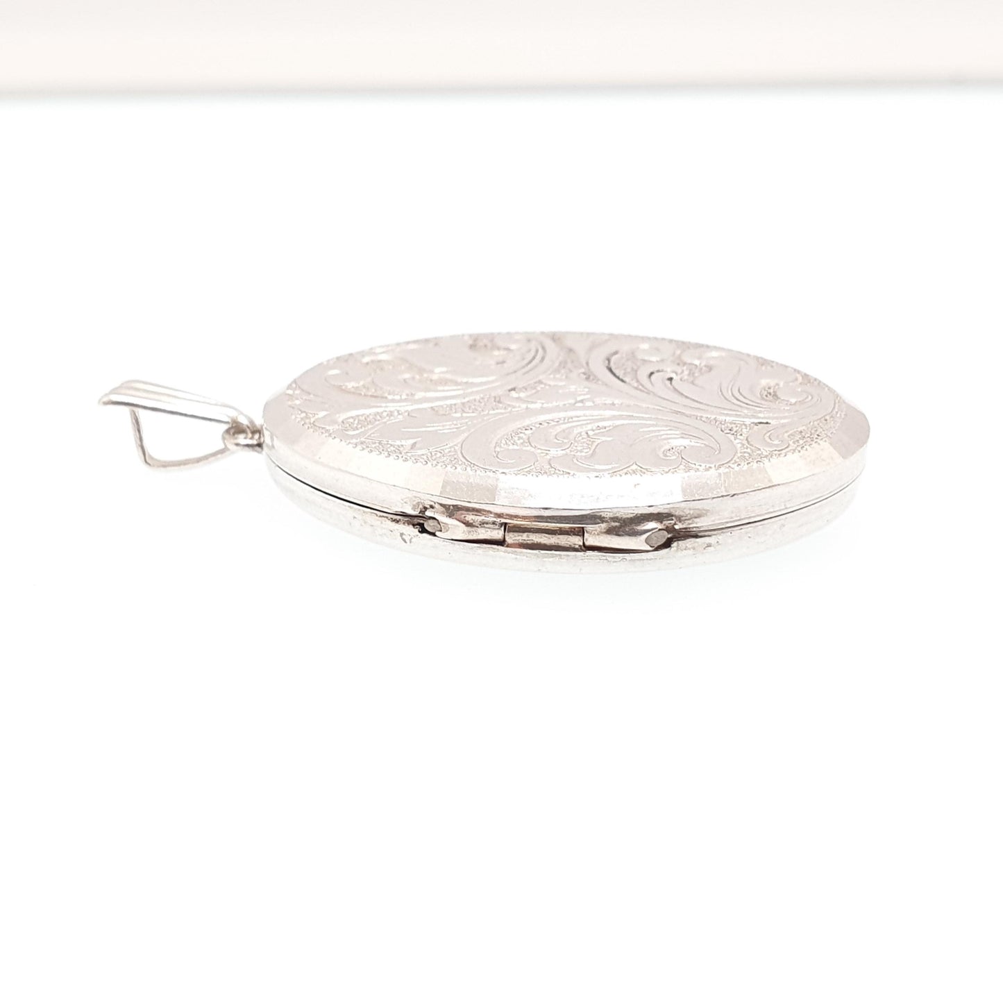 Vintage GEORG JENSEN Sterling Silver Locket Oval Scroll Embossed Necklace Pendant Genuine FinePicture Photo Womens Jewelry Jewellery Retro