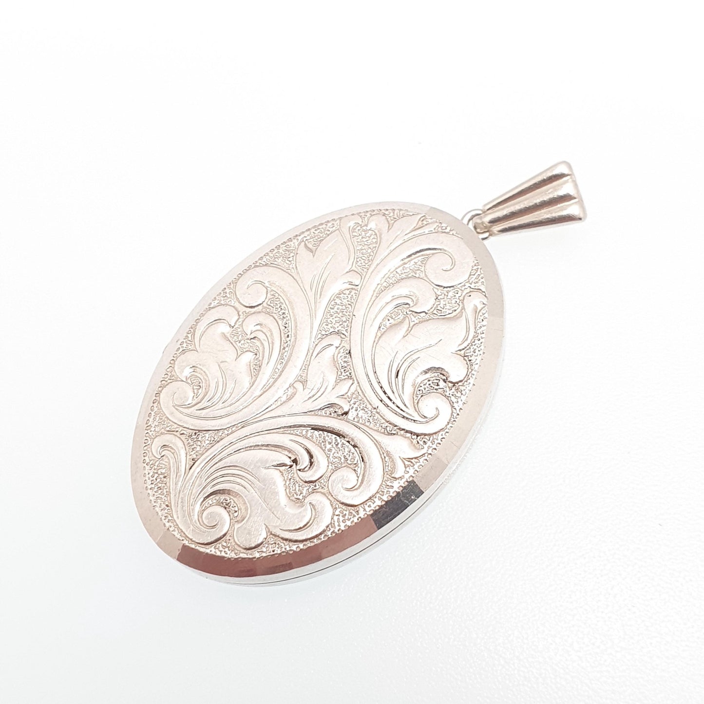 Vintage GEORG JENSEN Sterling Silver Locket Oval Scroll Embossed Necklace Pendant Genuine FinePicture Photo Womens Jewelry Jewellery Retro
