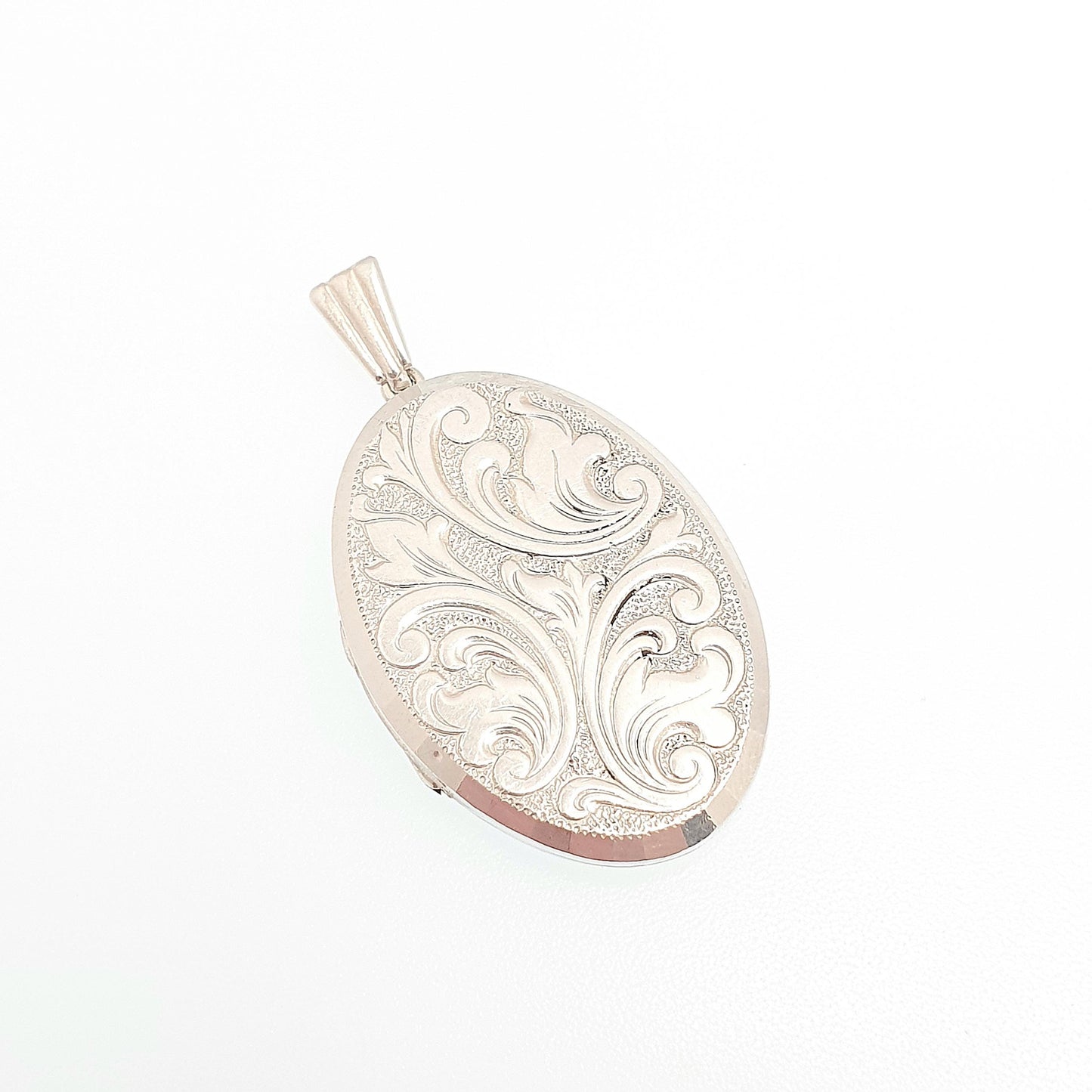 Vintage GEORG JENSEN Sterling Silver Locket Oval Scroll Embossed Necklace Pendant Genuine FinePicture Photo Womens Jewelry Jewellery Retro