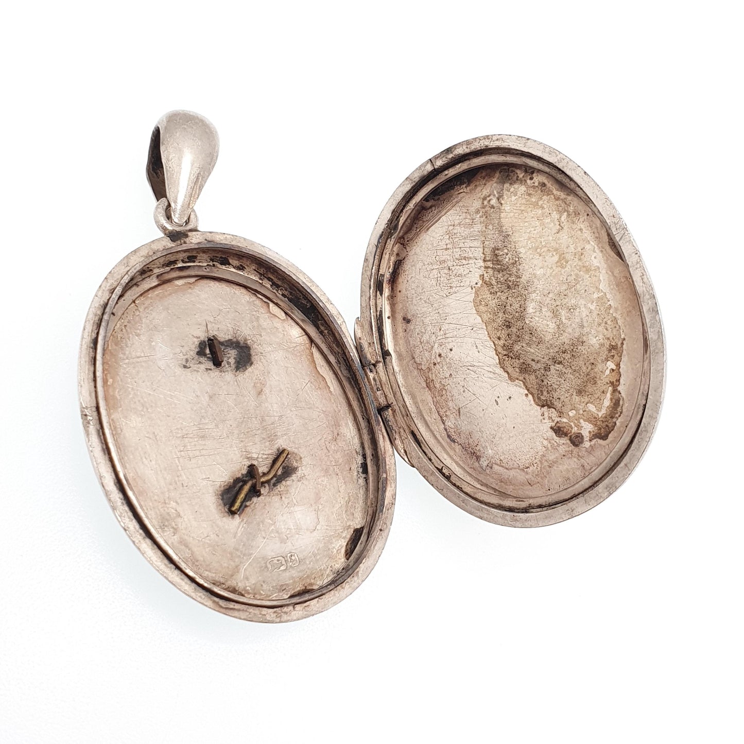 Antique Victorian Sterling Silver Bird Locket Flying Duck Goose Scene 1881 Hallmark Pendant Huge Big Picture Photo Vintage Jewelry Jewellery