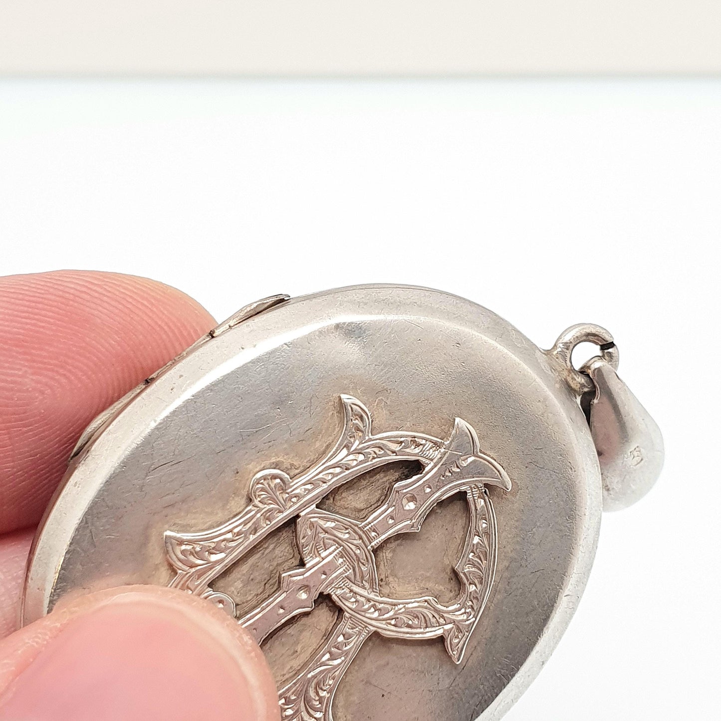 Antique Victorian Sterling Silver Bird Locket Flying Duck Goose Scene 1881 Hallmark Pendant Huge Big Picture Photo Vintage Jewelry Jewellery