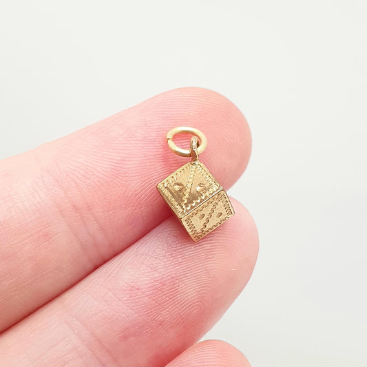Antique Rolled Gold Gold Dice Charm Bracelet Victorian Necklace Pendant Die Gold Filled Lucky Gambling Gamble Womens Mens Jewelry Jewellery