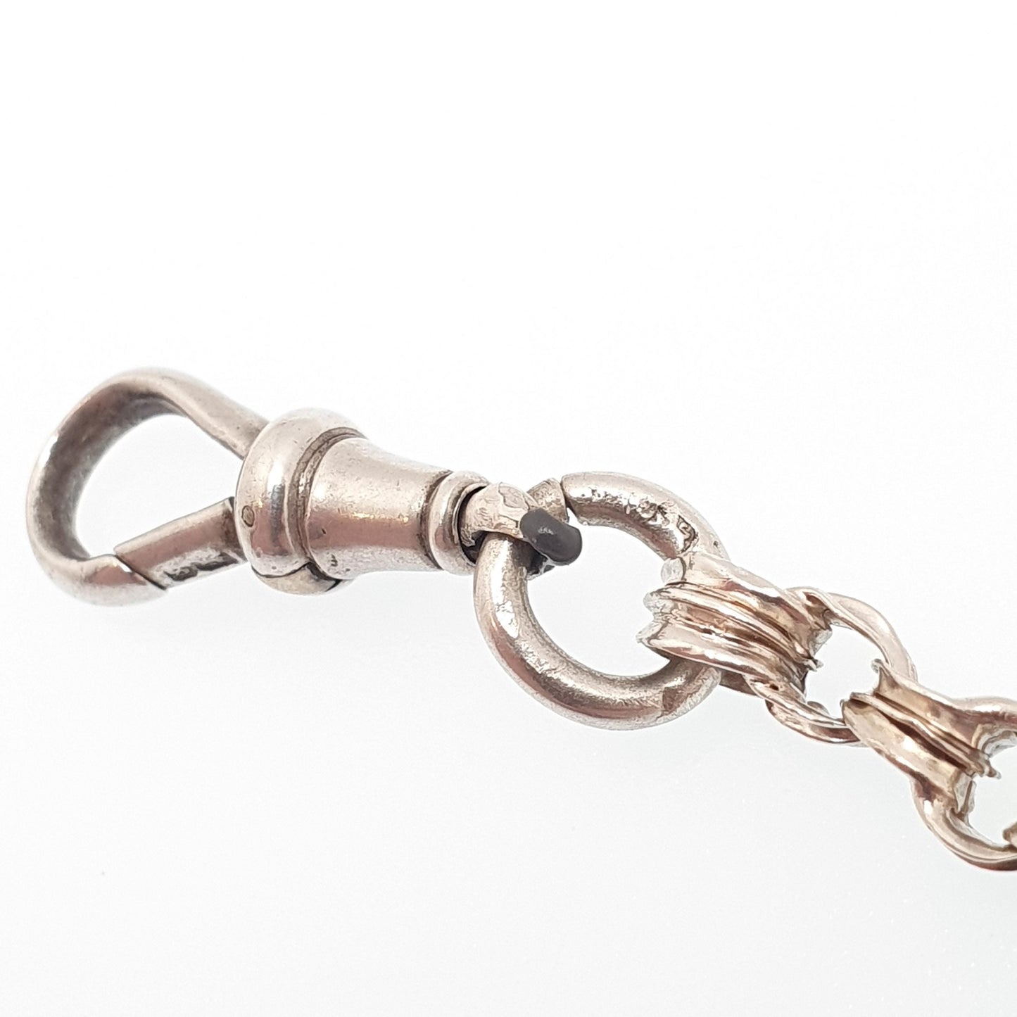 Antique Victorian Sterling Silver Belcher Chain Necklace 50cm 19.6" 12.13g Dog Clip Thick Rolo Links Large 1800s Vintage Mens Womens Jewelry