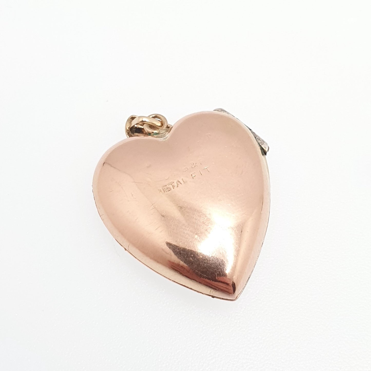Antique 9ct 9k Rose Gold Heart Locket Pendant Engraved Solid 375 Fine Estate Large Red Back & Front Necklace Jewelry Womens Jewellery