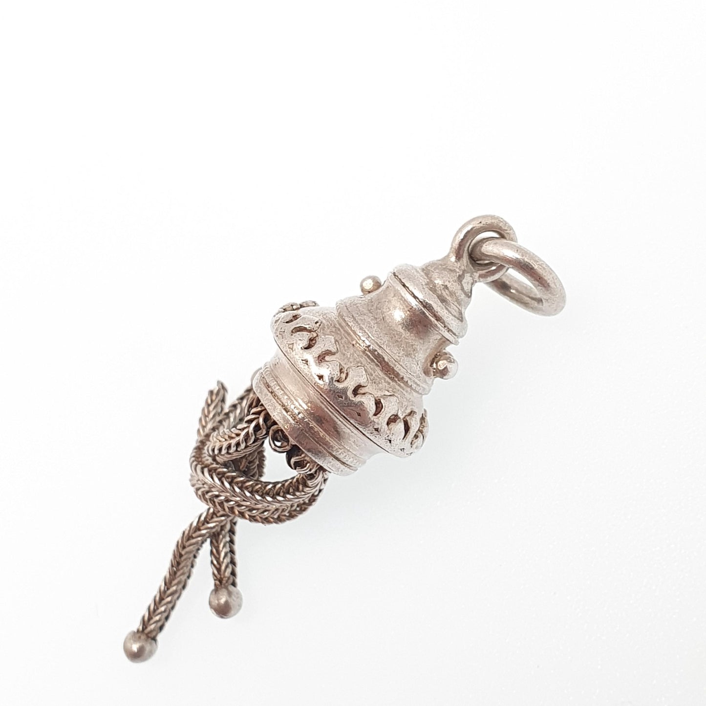 Antique Victorian Solid Silver Tassel Fob Bracelet Charm Necklace Pendant 1800s Genuine Albert Albertina Chain Vintage Womens Jewelry