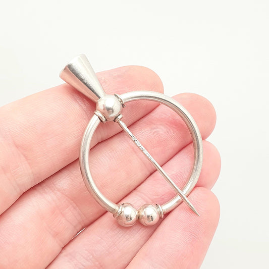 Old Vintage Solid Silver Cloak Pin Brooch Swedish Viking Celtic Sweden Scandinavian 1950s Cape Collar Mens Womens Jewelry Jewellery