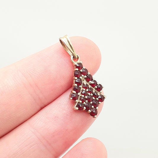 Vintage Gold on Silver Bohemian Garnet Pendant Necklace Solid 900 Silver Vermeil Gemstone Pyrope Cluster Womens Jewellery Jewelry