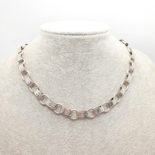 Antique Victorian Solid Silver Collar Necklace Book Chain Rectangular Oversized Bolt Clasp Bookchain 43cm 19.44g Vintage Jewelry Jewellery