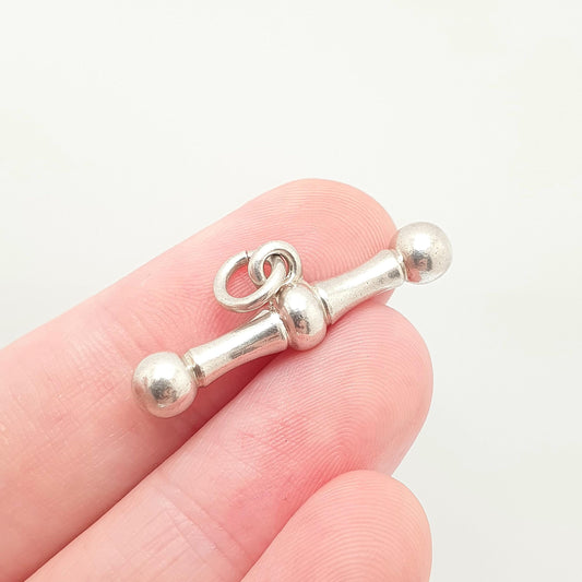 Antique Solid Silver T Bar Pendant Fob Victorian Necklace Albertina Chain Pocket Watch Charm 1800s Plain Vintage Womens Jewelry Jewellery