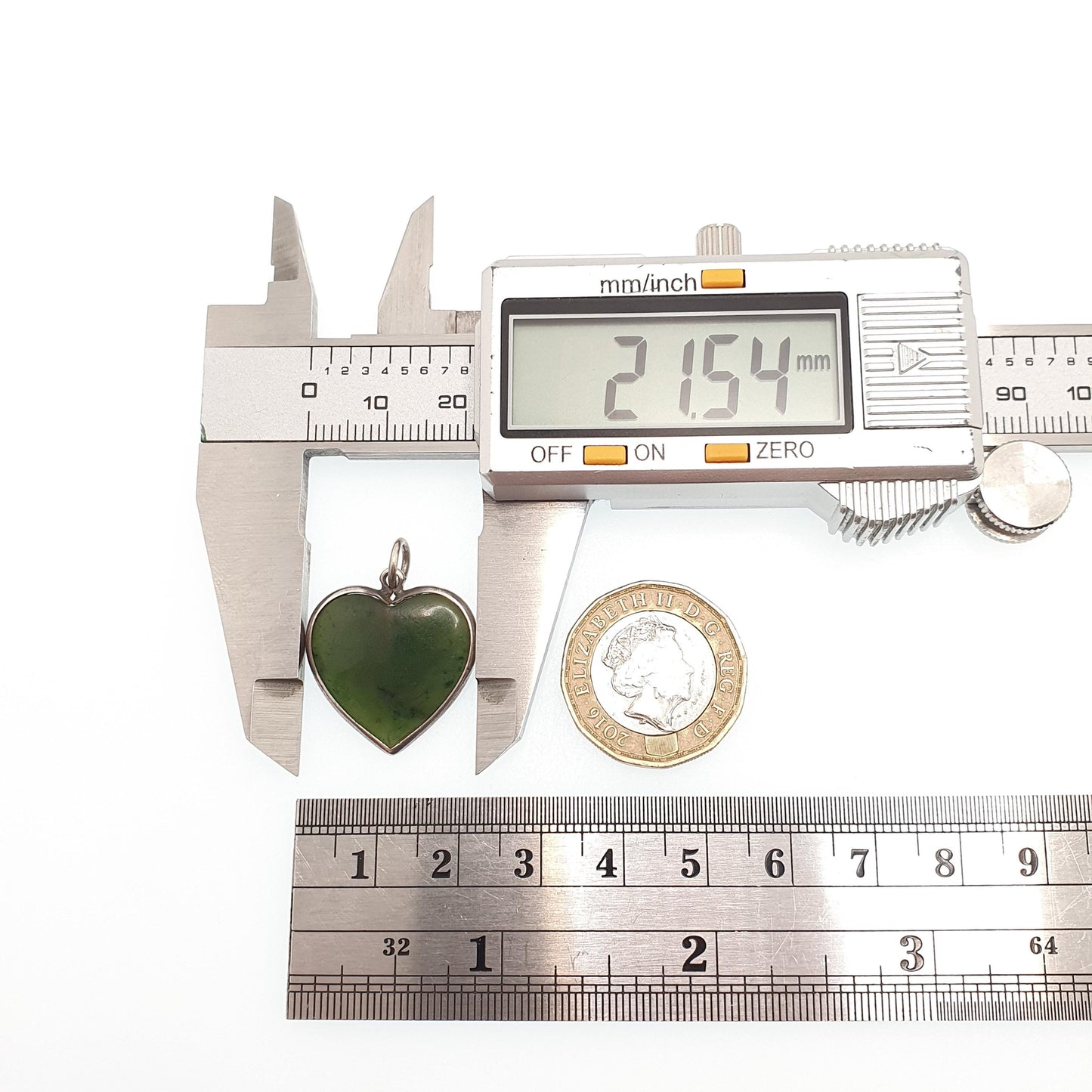 Antique Solid Silver Nephrite Jade Heart Pendant Necklace New Zealand Jadeite Love Gift Vintage Jewelry Jewellery Mens Womens