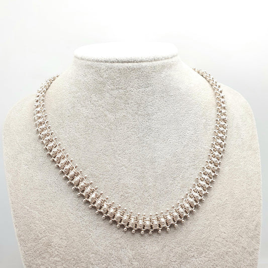Antique Victorian Sterling Silver Collar Necklace Bead & Belcher Bookchain Original Bolt Ring 48cm 33.12g Estate Vintage Jewelry Jewellery