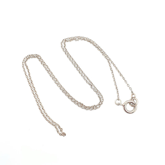 Antique Solid Silver Chain Necklace Cable Link 40cm 15.7" 1.81g Trace Oval Links Genuine Fine Womens Vintage Retro Jewelry Jewellery