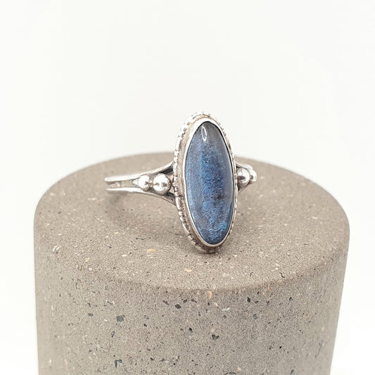 Antique Solid Silver Butterfly Wing Ring TLM Art Deco Genuine Morpho Vintage 1920s Insect Fly Blue Bug Womens Jewellery Jewelry
