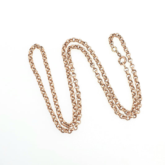 Antique Victorian Rolled Gold Belcher Chain Necklace 44cm 17.3" 7.66g Rose Gold Filled Rolo 1800s Vintage Womens Mens Jewelry Jewellery