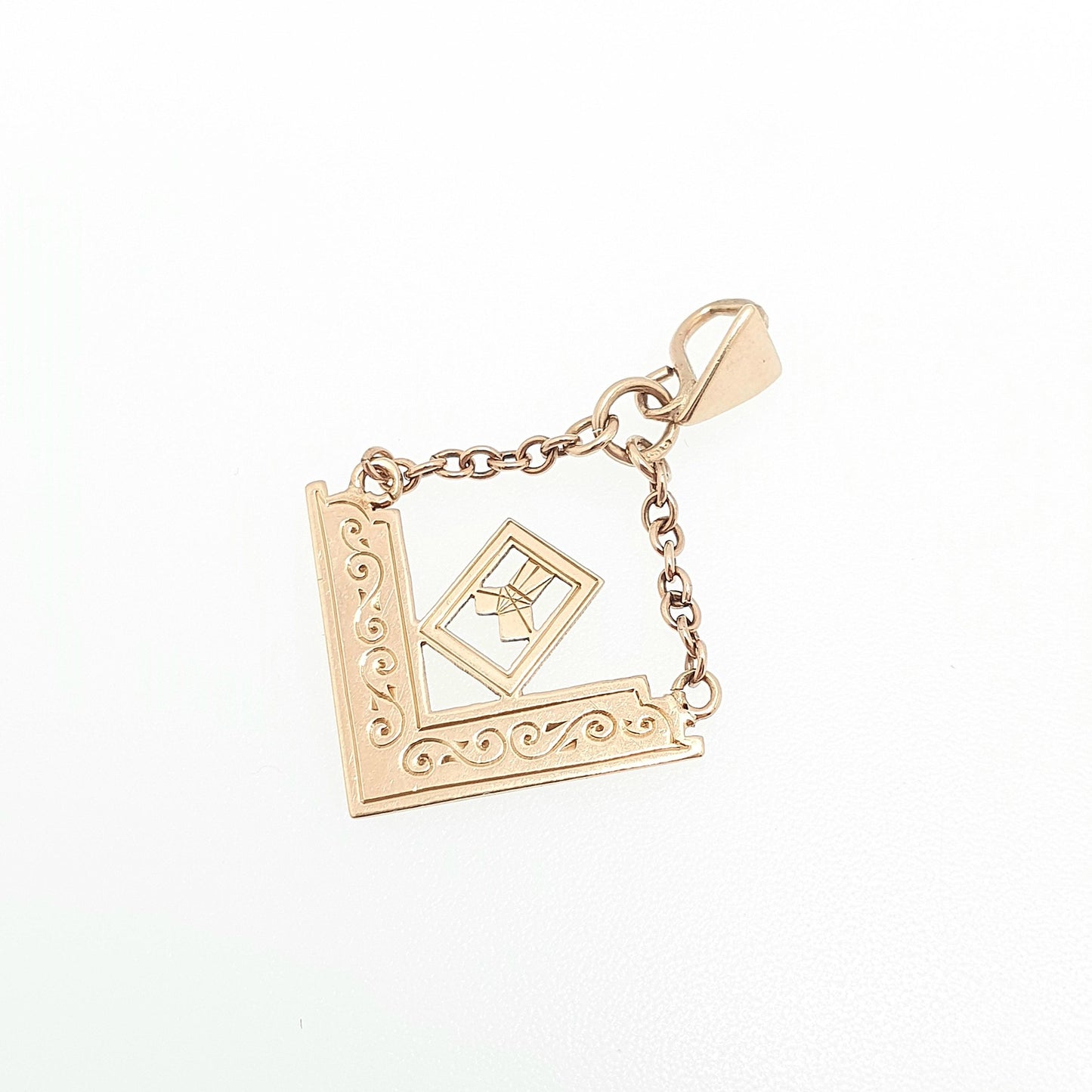 Vintage 9ct Gold Past Masters Jewel Masonic Fob Pendant Necklace Pythagorean Theorem Free Masons 9k 9kt 375 Womens Mens Jewelry Jewellery