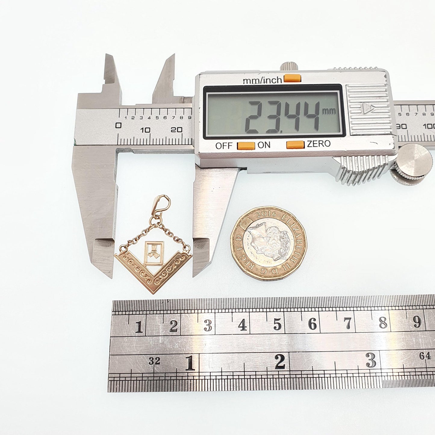 Vintage 9ct Gold Past Masters Jewel Masonic Fob Pendant Necklace Pythagorean Theorem Free Masons 9k 9kt 375 Womens Mens Jewelry Jewellery