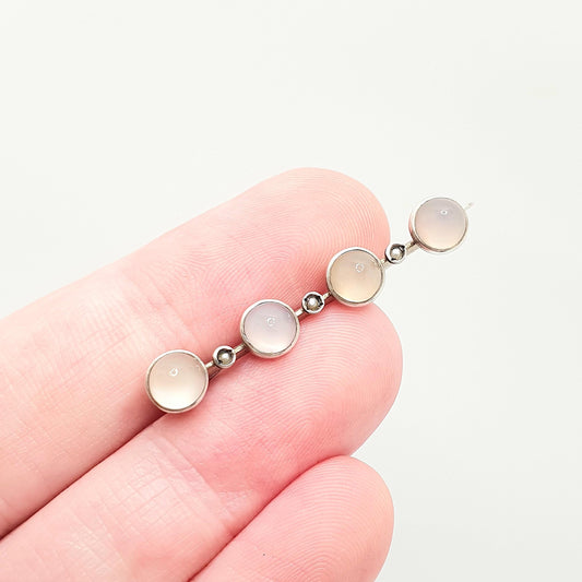 Antique Moonstone Brooch Solid Silver Victorian Seed Pearl Vintage Small Cute White Adularescence Dome Point Womens Jewelry Jewellery