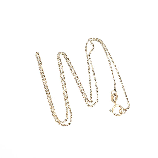 Vintage 9k 9ct Gold Chain Necklace Curb Link Fine 41cm 16.1" 1.23g Solid 375 9 Carat Yellow Retro Fine Mens Womens Jewelry Jewellery