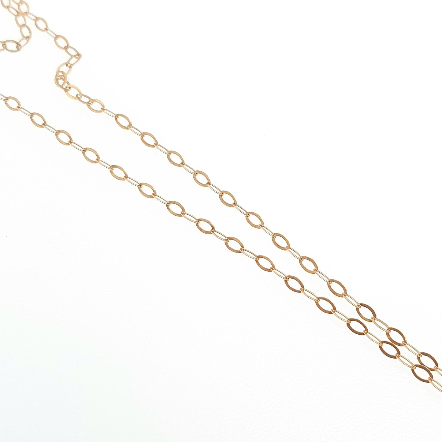 Vintage 9k 9ct 375 Gold Chain Necklace Fine Cable Link 40cm 15.7" 0.39g Thin Oval Fine Solid 9 Carat Yellow Womens Retro Jewelry Jewellery
