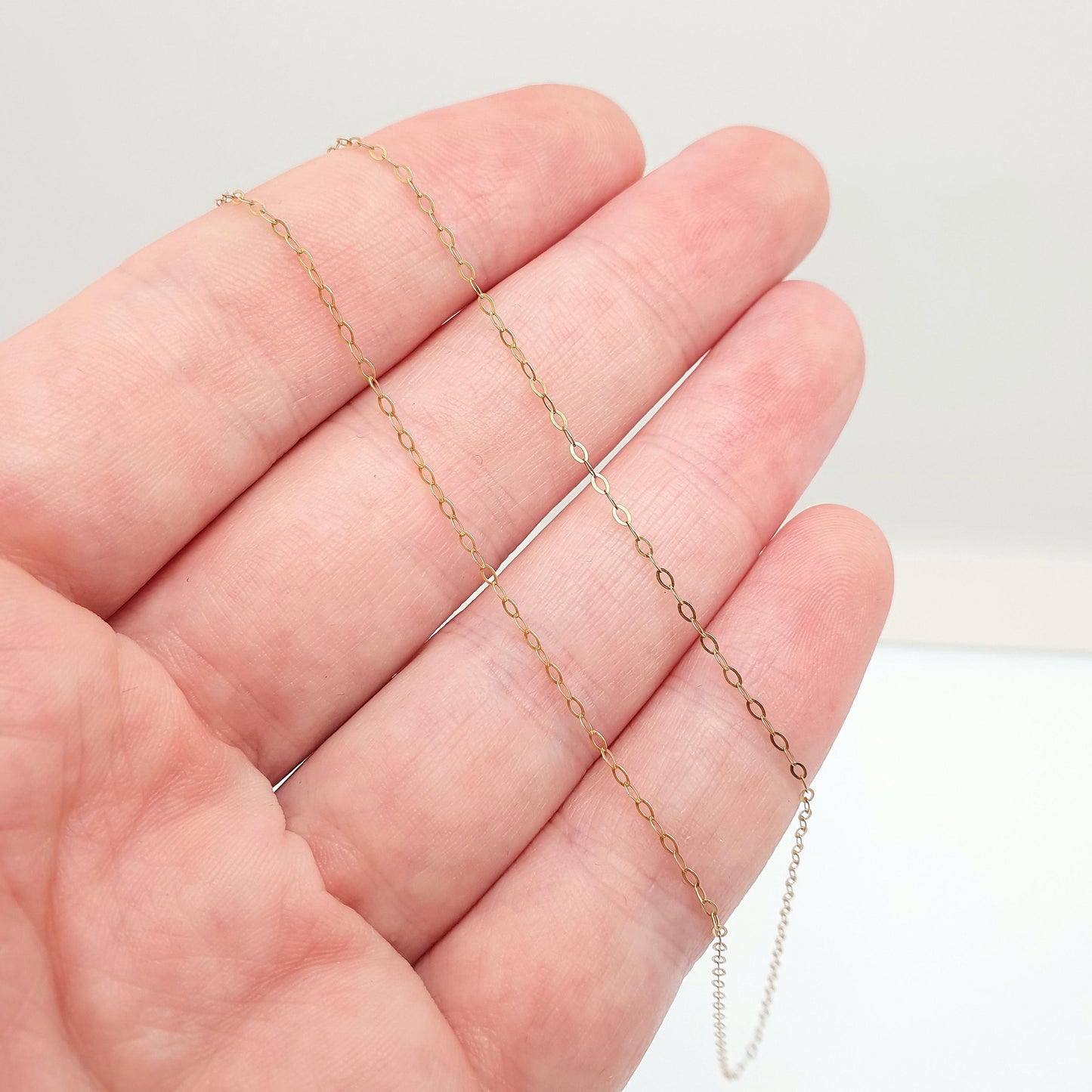 Vintage 9k 9ct 375 Gold Chain Necklace Fine Cable Link 40cm 15.7" 0.39g Thin Oval Fine Solid 9 Carat Yellow Womens Retro Jewelry Jewellery