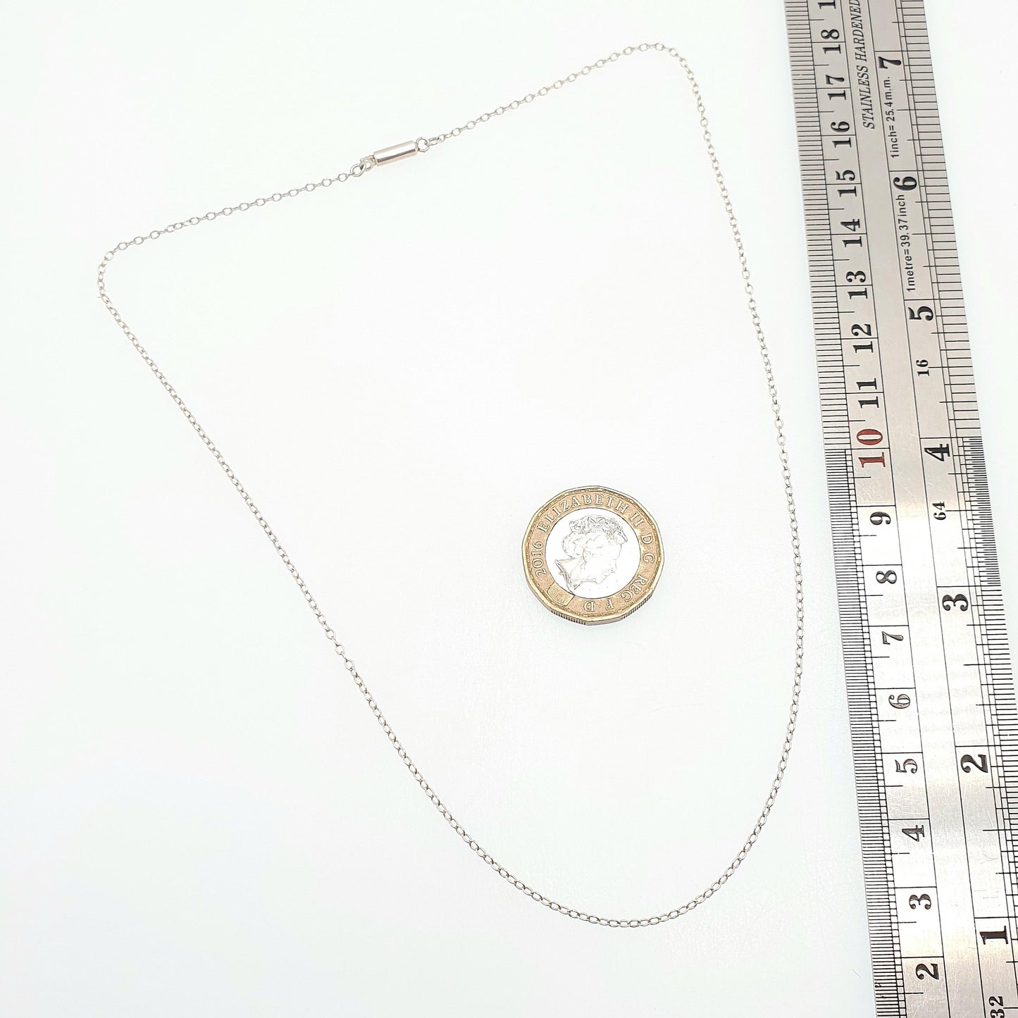 Antique Solid Silver Chain Necklace Cable Link 42cm 16.5" 1.47g Trace Oval Links Genuine Fine Womens Vintage Retro Jewelry Jewellery